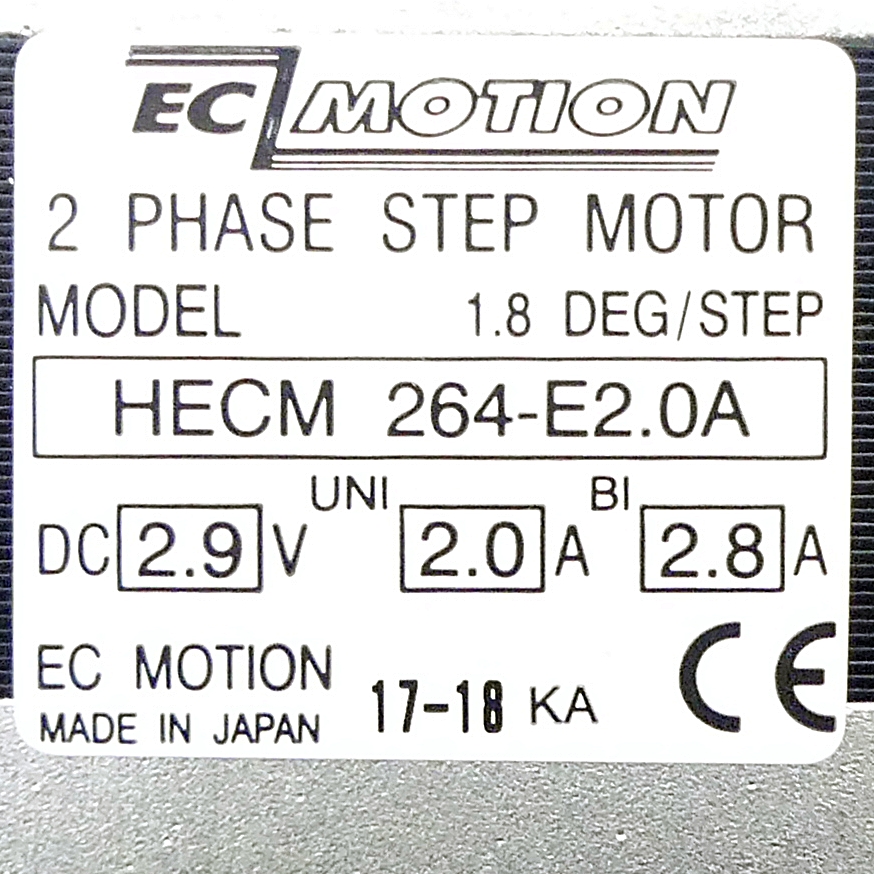 NEMA24 2-Phasen-Schrittmotor 1.8° 0.85Nm Litzen:8 2.0A Frontwelle:8mm  