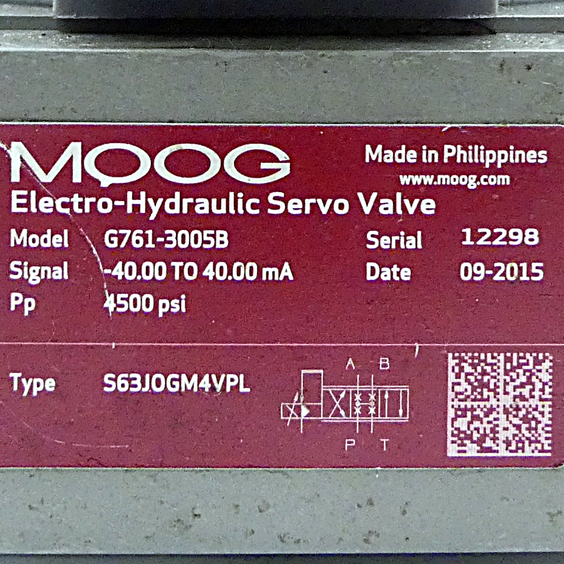 Electro-Hydraulic Servo Valve S63JOGM4VPL S63JOGM4VPL Used