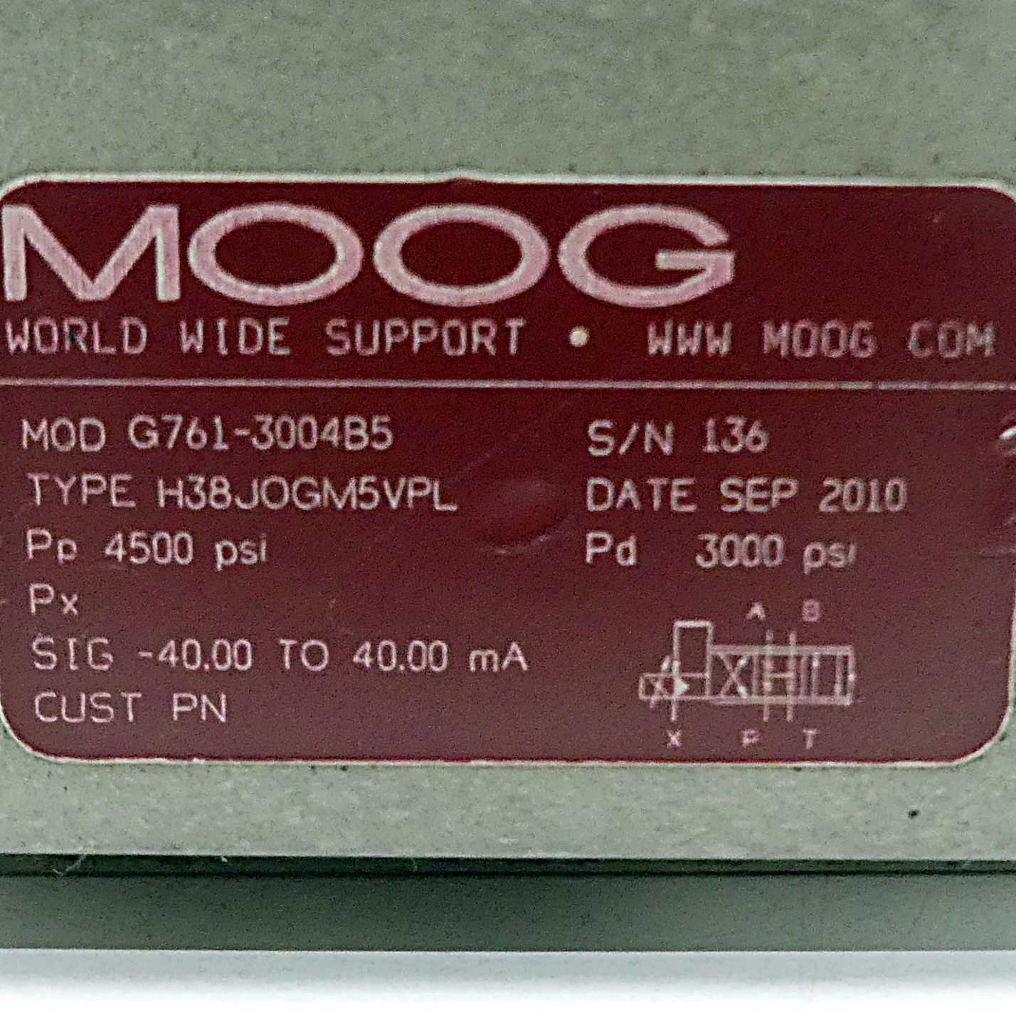 Servo valve H38JOGM5VPL H38JOGM5VPL Used