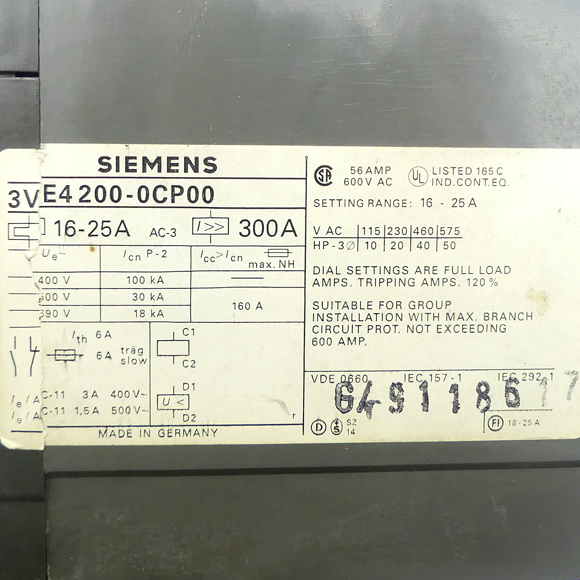 Circuit breaker for motor protection up to 63A  Used