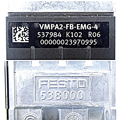 Sub-base VMPA2-FB-AP-2-1 with electronics module VMPA2-FB-EMG-4 