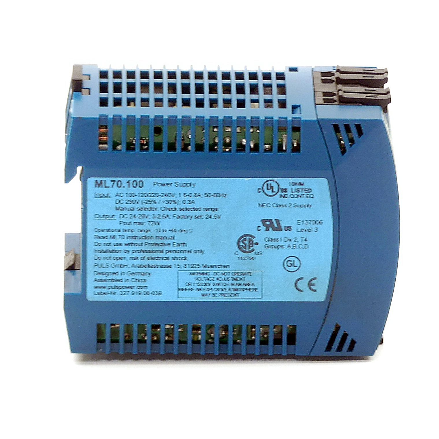 DIN rail power supplies for 1-phase system 