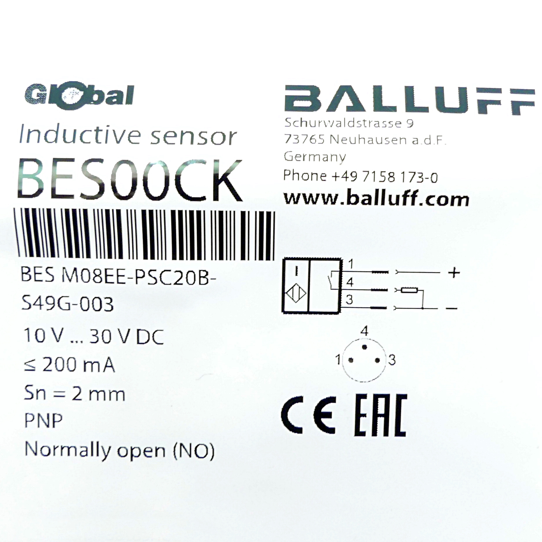 Induktive Standardsensoren mit Vorzugstypen BES00CK 