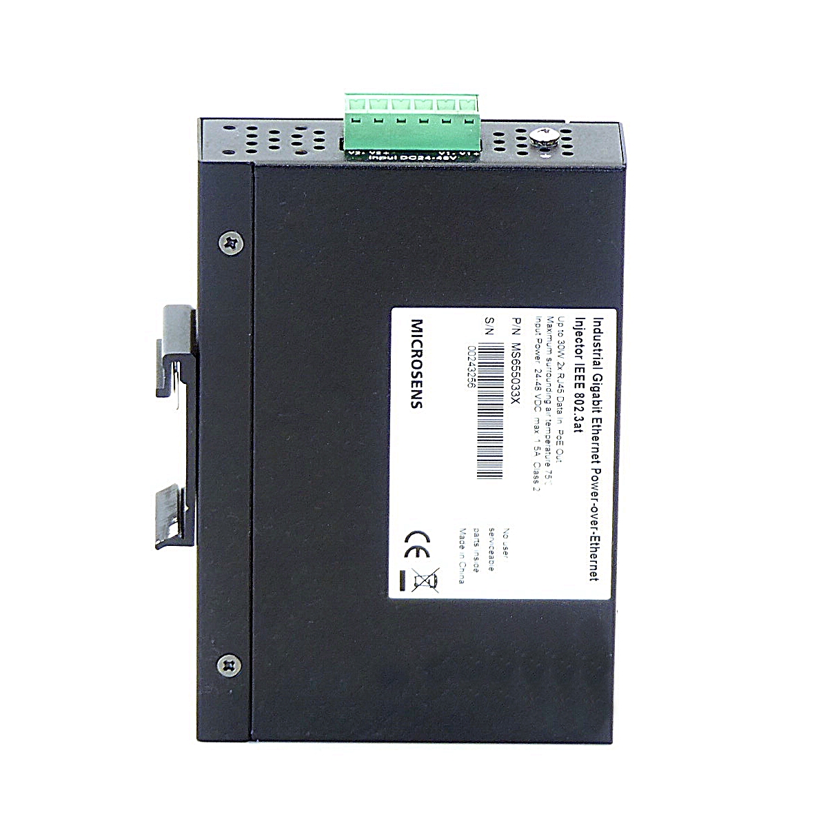 Industrial Gigabit Ethernet Power -over- Ethernet Injector IEEE 802.3at 