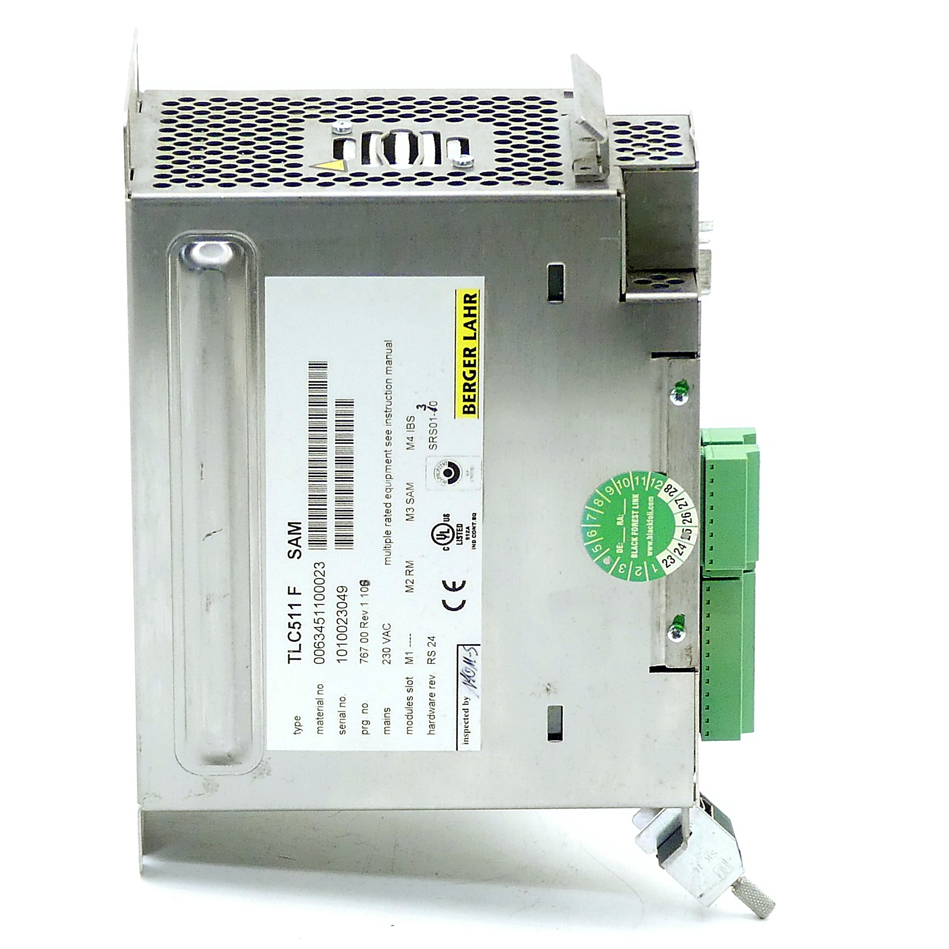 Positioning controller for 3-phase stepping motors with Interbus-S fieldbus interface and SAM safety module TLC511F -/RM/SAM/IBS 