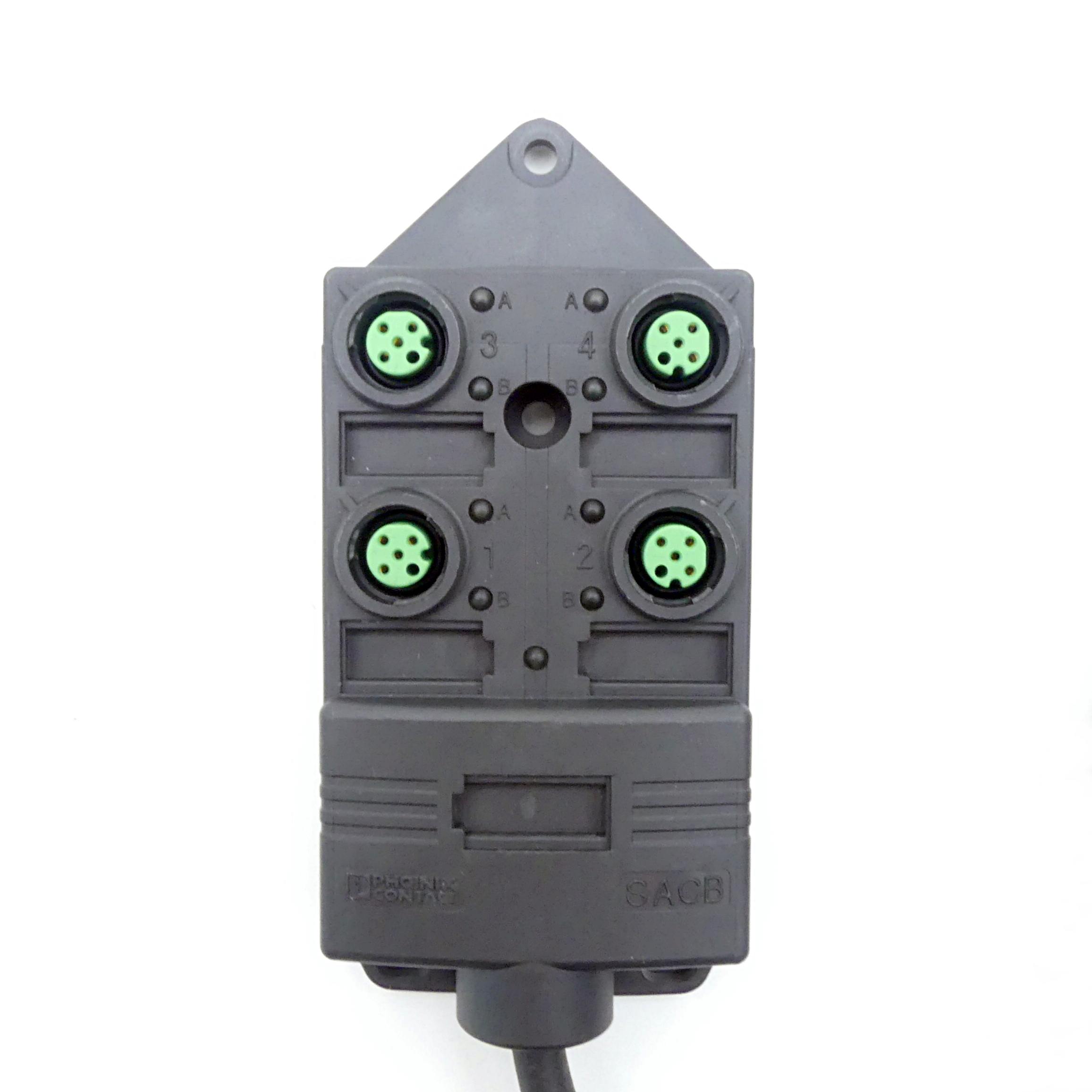 2 Pieces M 12 Sensor-/ actuator box SACB-4/4-L-5,0PUR SCO P