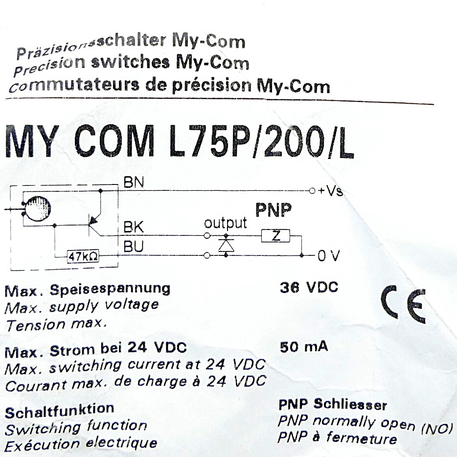 Präzisionsschalter MY COM L75P/200/L 