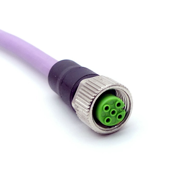 M12 female 0° A-cod. with cable