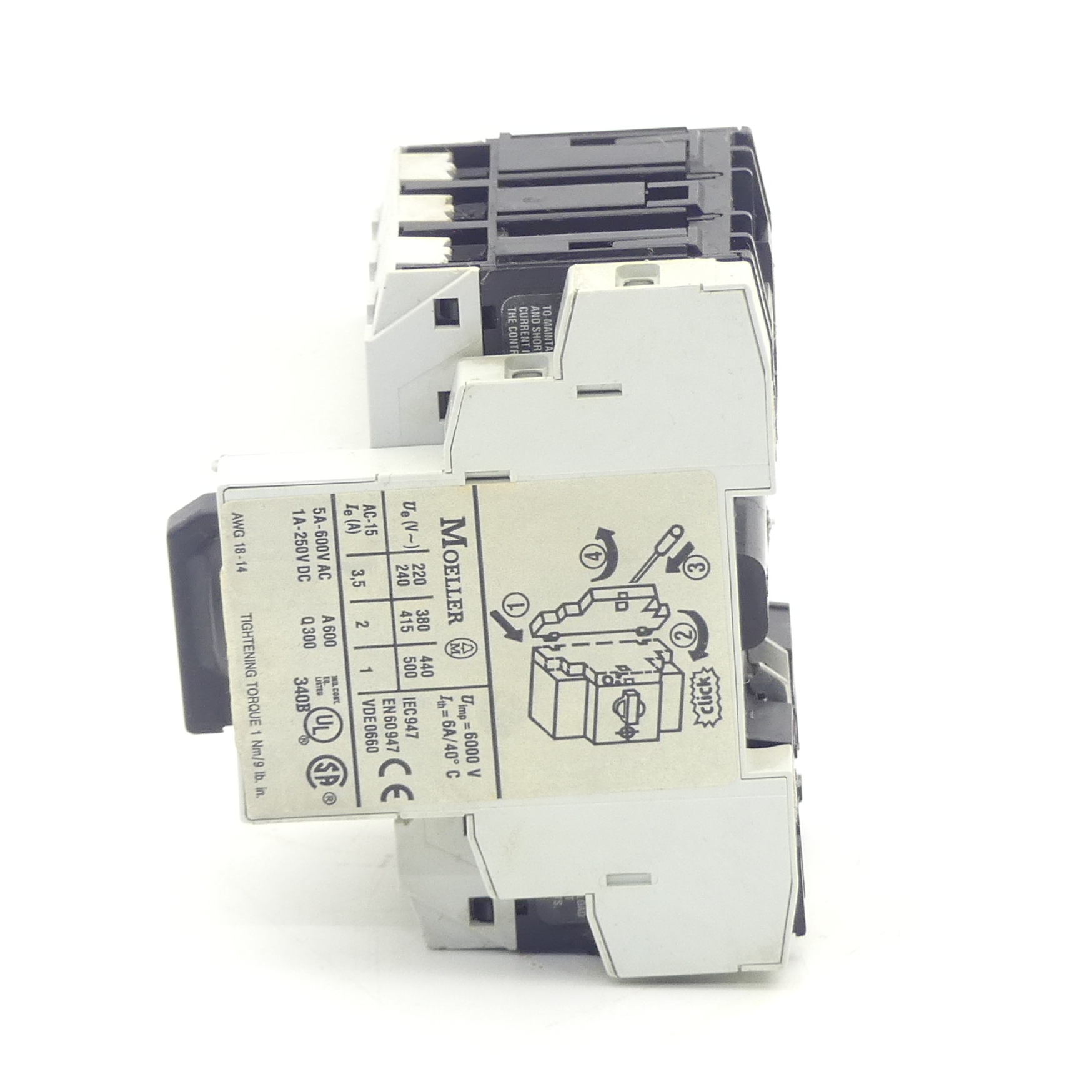 Motor protection switch with auxiliary contact PKZM0-0,63