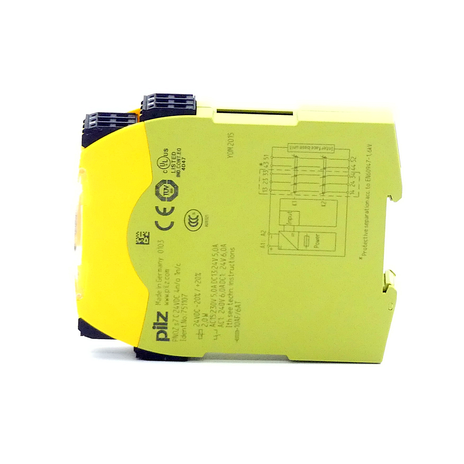 Contact multiplication Outputs: 4S, 1Ö PNOZ S7 C 24VDC 4N/O 1N/C 