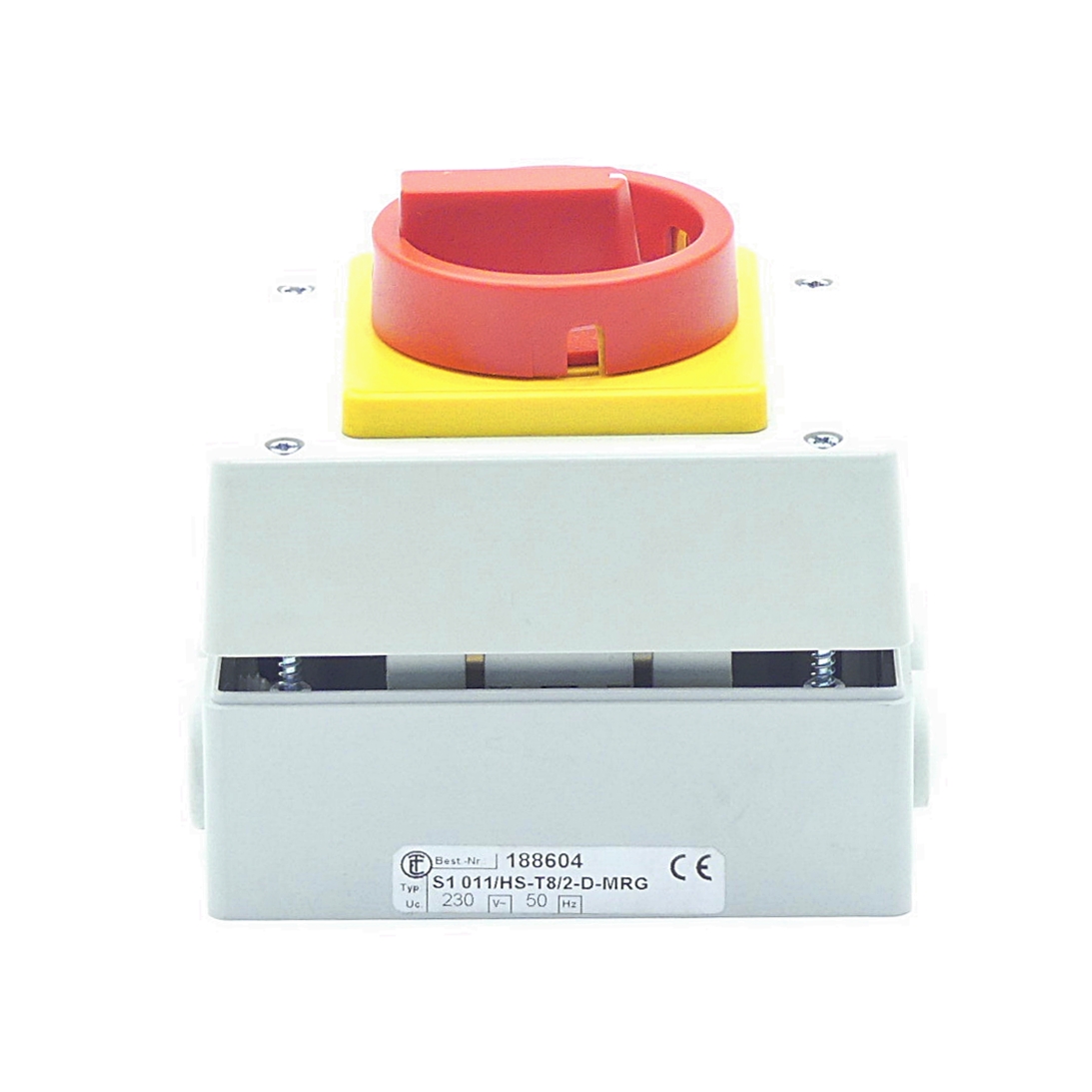 Main emergency-off switch, in plastic enclosure S1 011/HS-T8/2-D-MRG 