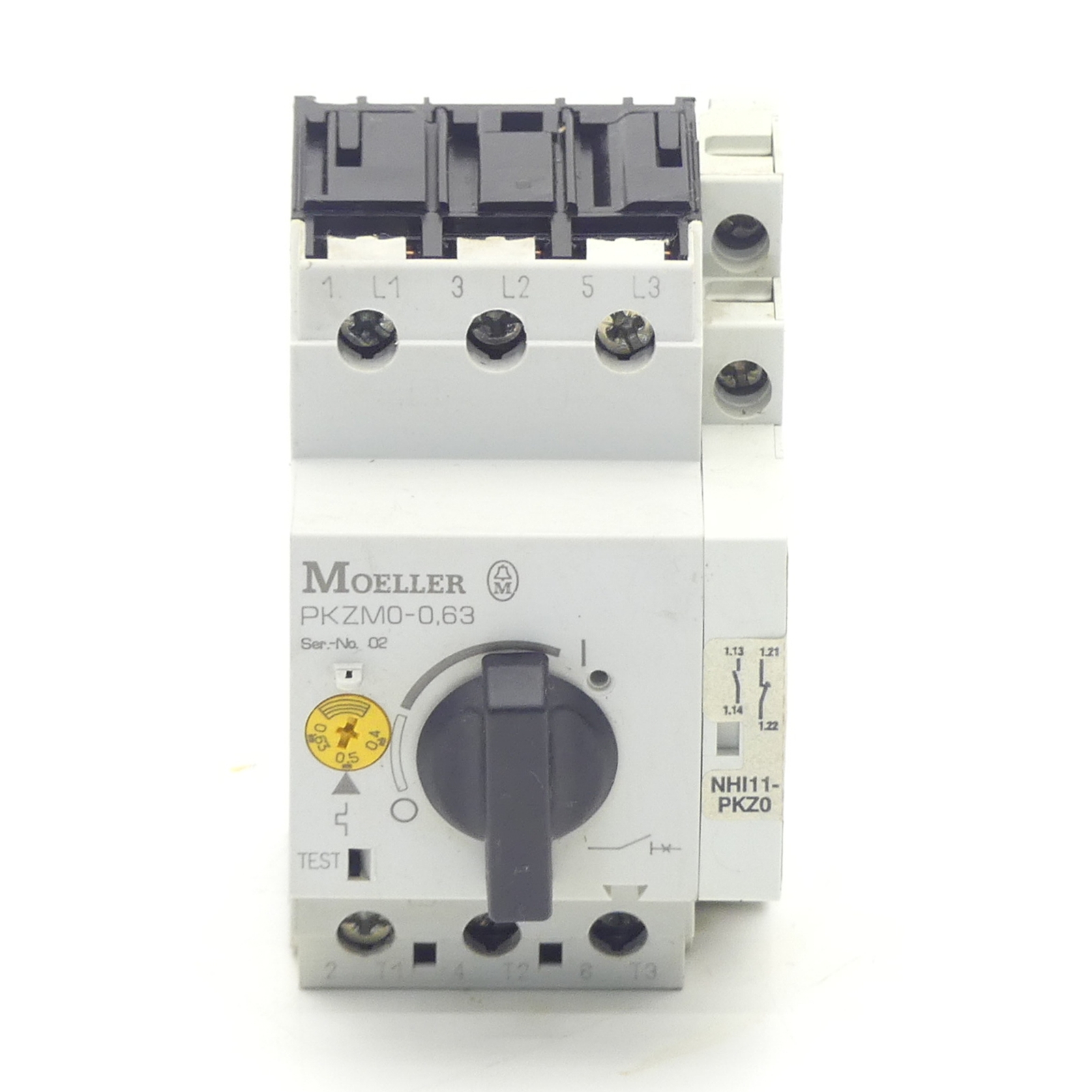 Motor protection switch with auxiliary contact PKZM0-0,63