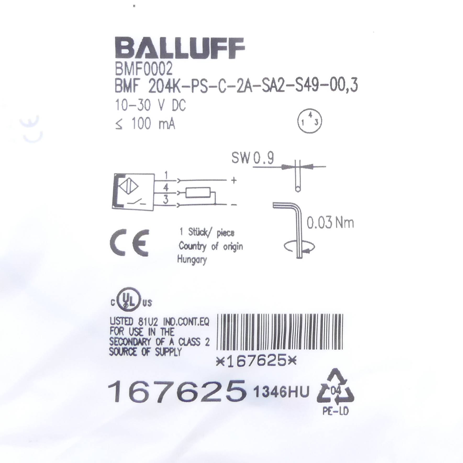 Magnetischen Zylindersensor BMF0002