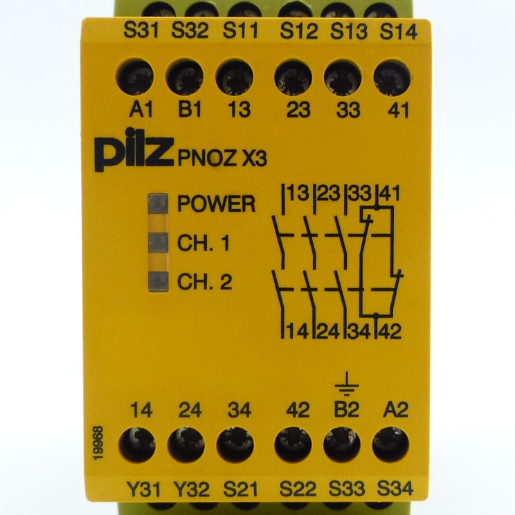 Sicherheitsschaltrelais PNOX X3 230VAC 24VDC 3n/o 1n/c 1so 
