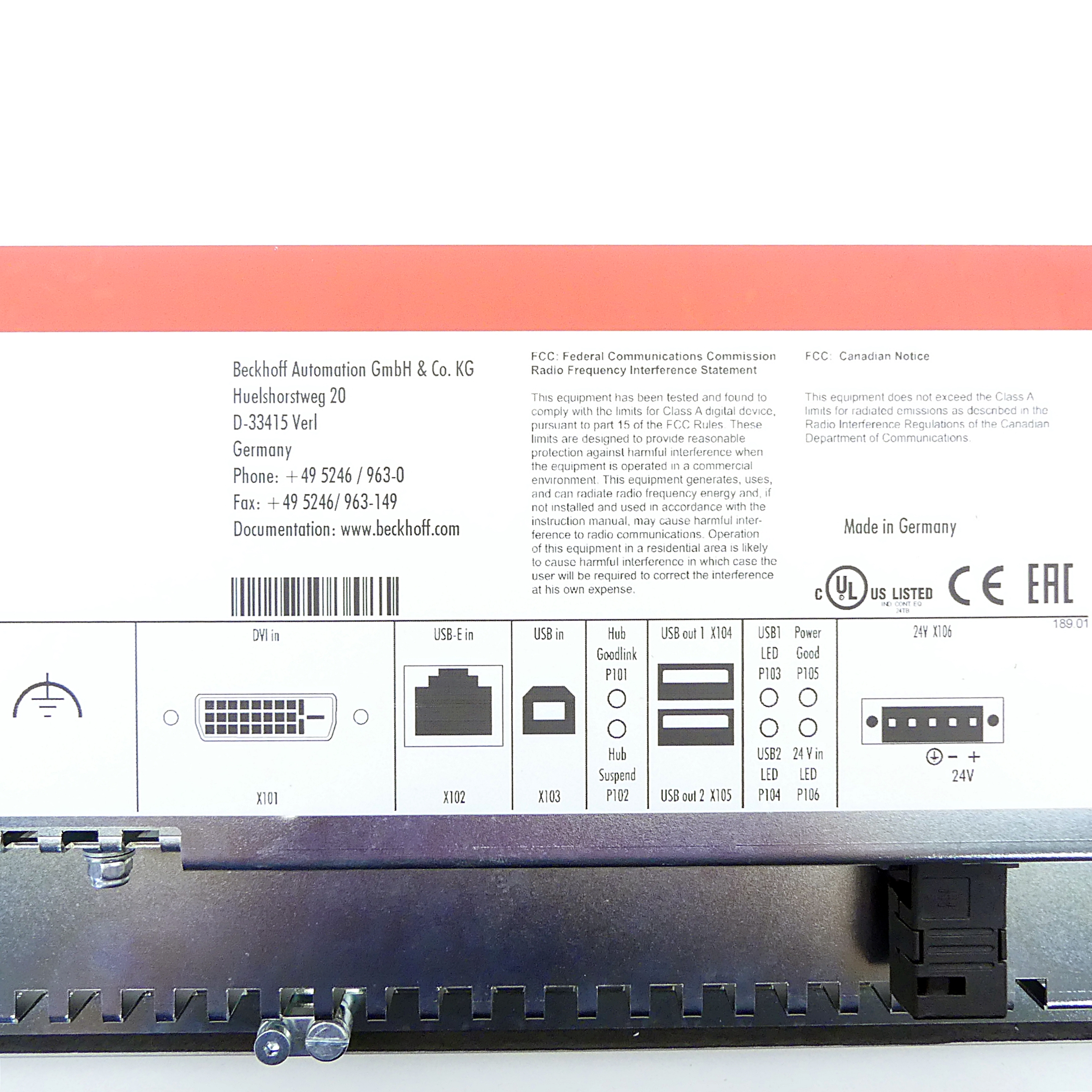 Built-in control panel