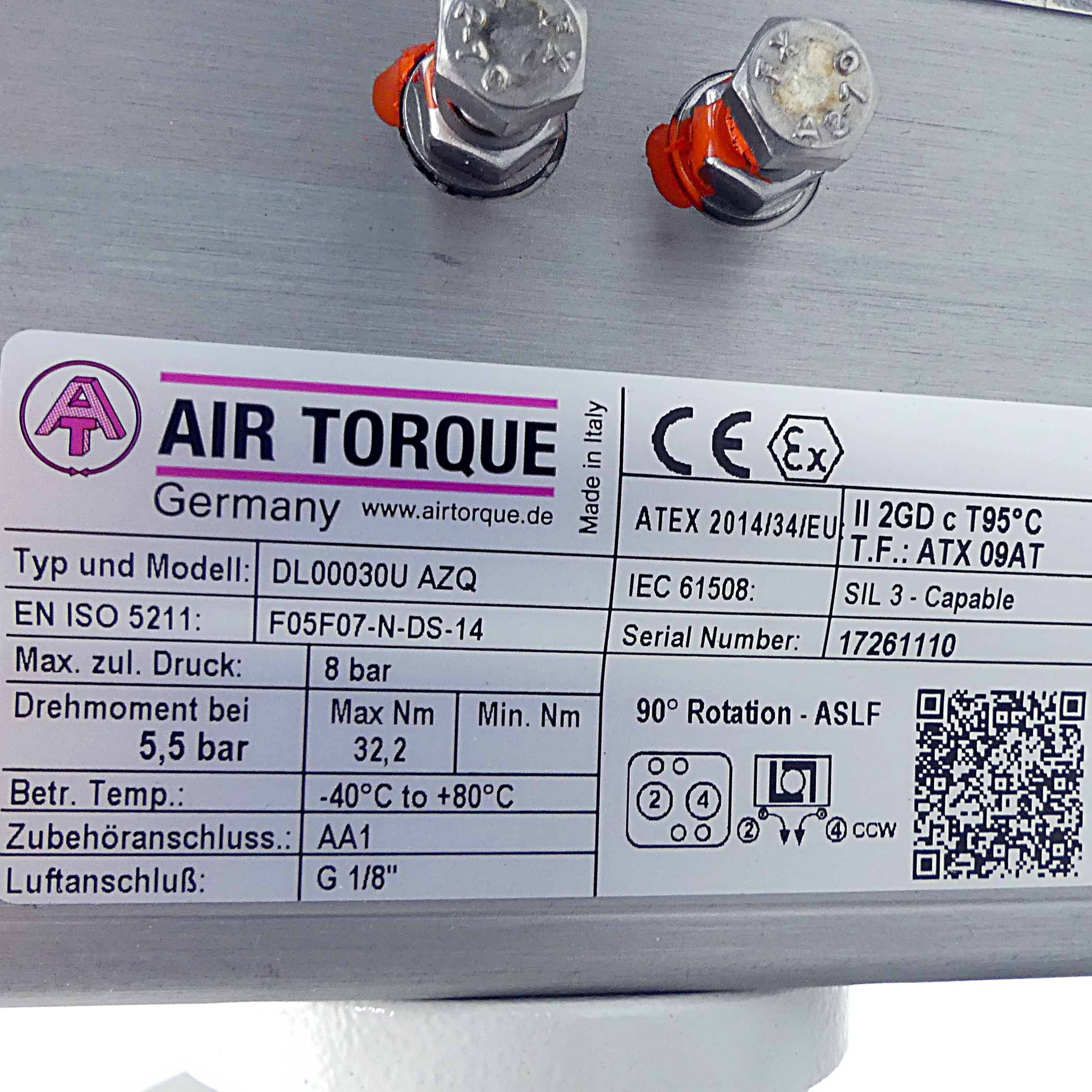 Absperrklappe ohne Dichtung D = 175, pneumatisch betätigt mittels Drehantrieb