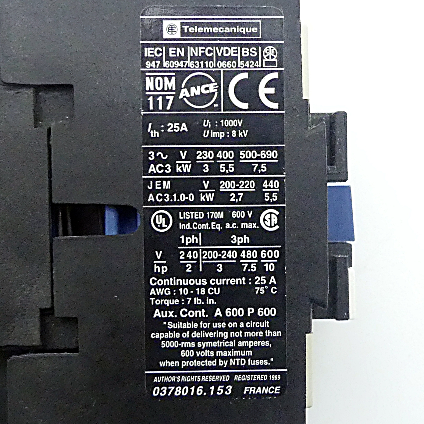Contactor LP1 D12004BD 